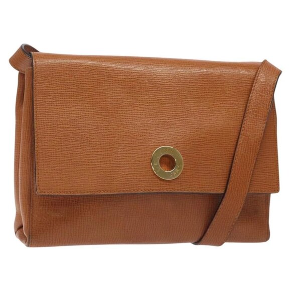 CELINE Shoulder Bag Leather Brown Gold Auth - Picture 1 of 16